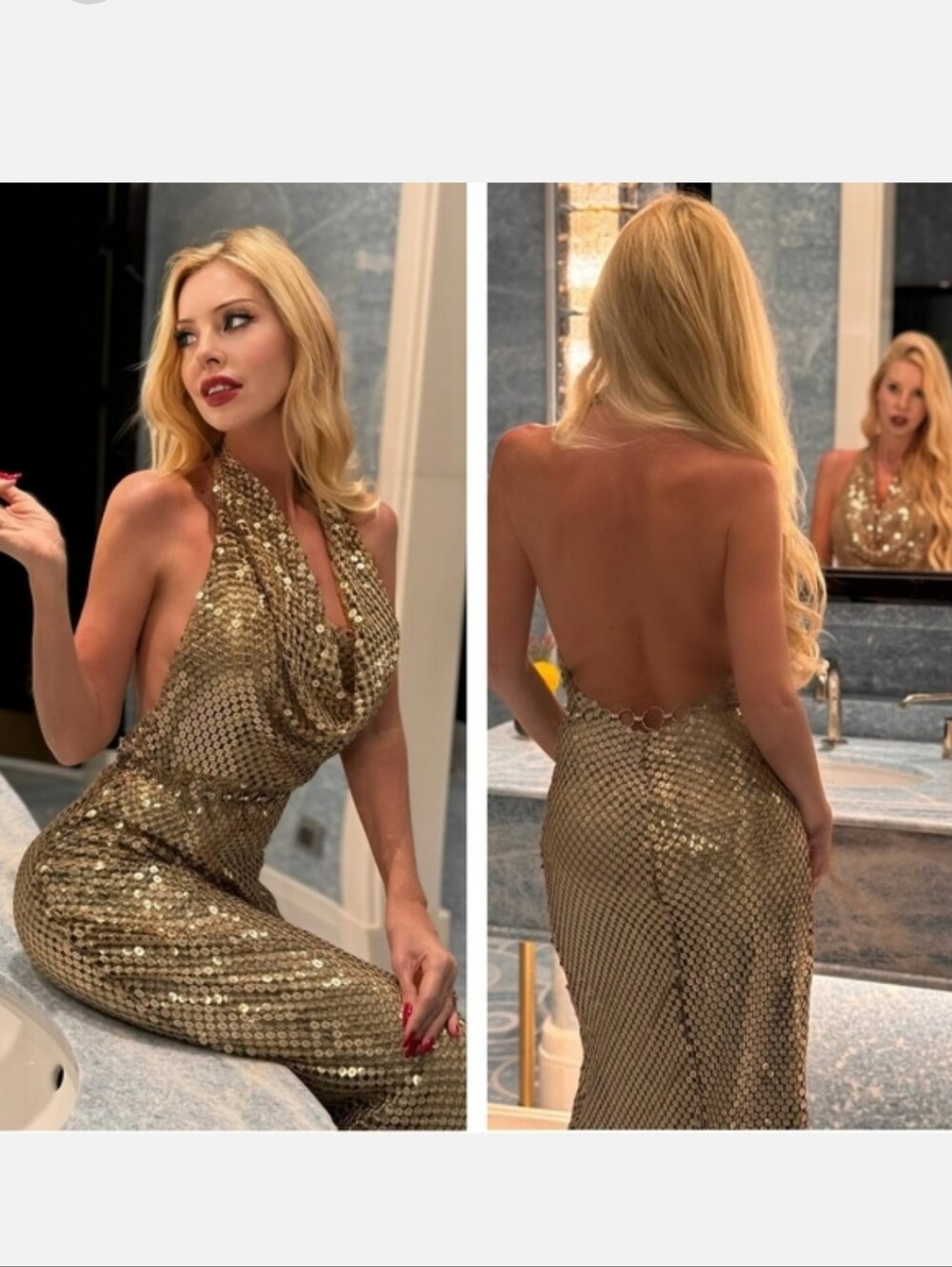 Zara GOLD MESH SLIP DRESS Size M